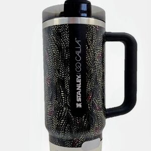 Stanley Black and Silver Travel Mug with Patterned Design